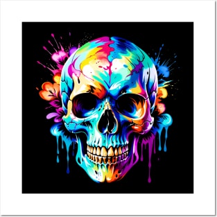 Colored Skull Design in Vibrant Vector Style Posters and Art